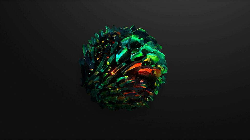 Mesmerizing QHD 3D Green Abstract Wallpaper with Crystalline Structure