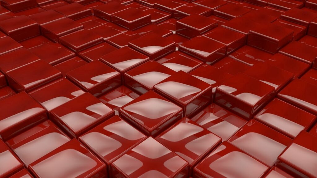Glossy Red Cube Wallpaper: Modern Geometric Background Design