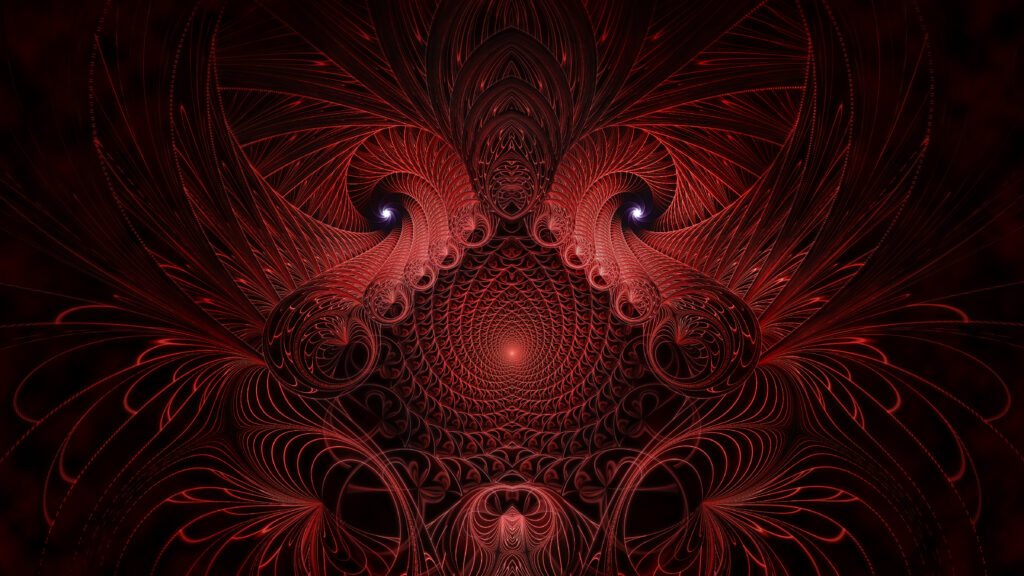 Mesmerizing Red Fractal Wallpaper: Intricate Patterns Background