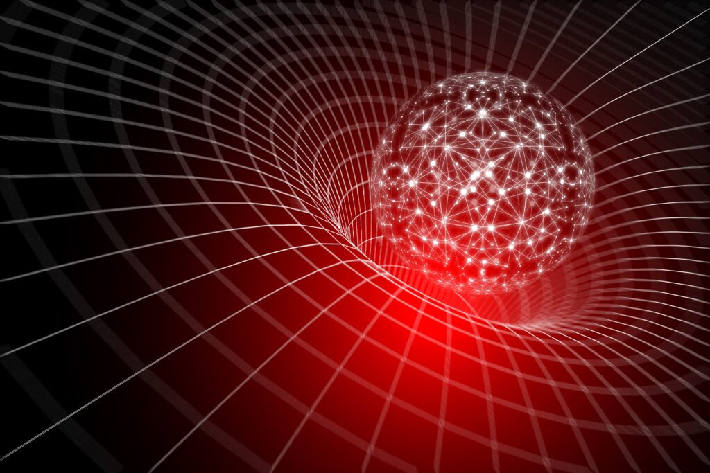 Mesmerizing Red and Black Digital Network Orb Wallpaper Background