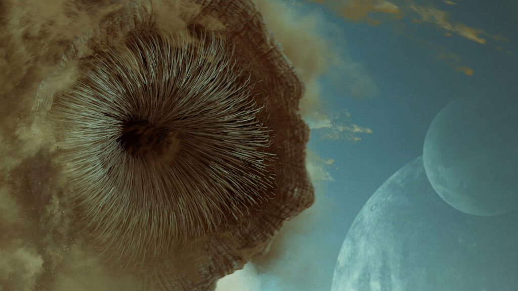 Epic Sandworm Wallpaper from Dune - Celestial Sci-Fi Background