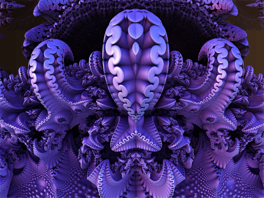 Mesmerizing Sea Sponge Pattern Wallpaper in Deep Purple and Blue