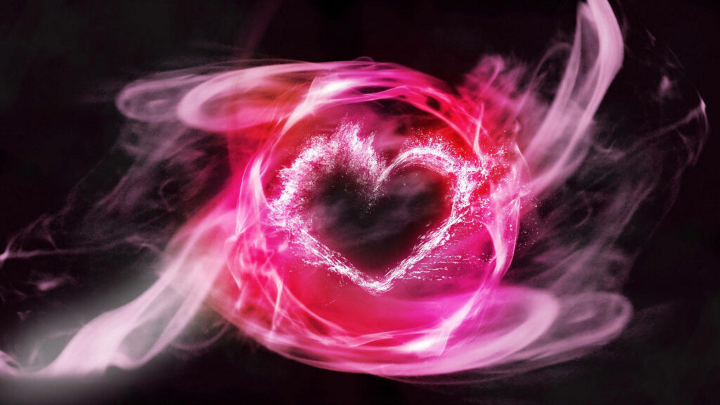 Romantic Smokey Pink Heart Wallpaper on Dark Background