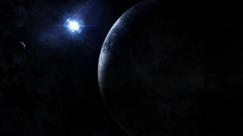 Mesmerizing Space Wallpaper: Dimly Lit Planet & Radiant Celestial Burst