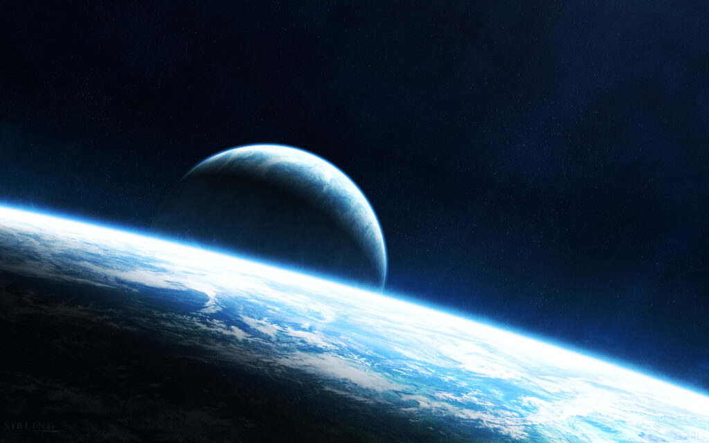 Cosmic Wallpaper: Glowing Planet in a Serene Space Background