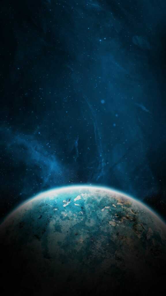 Stunning Space Wallpaper: Illuminated Planet & Cosmic Blues Background