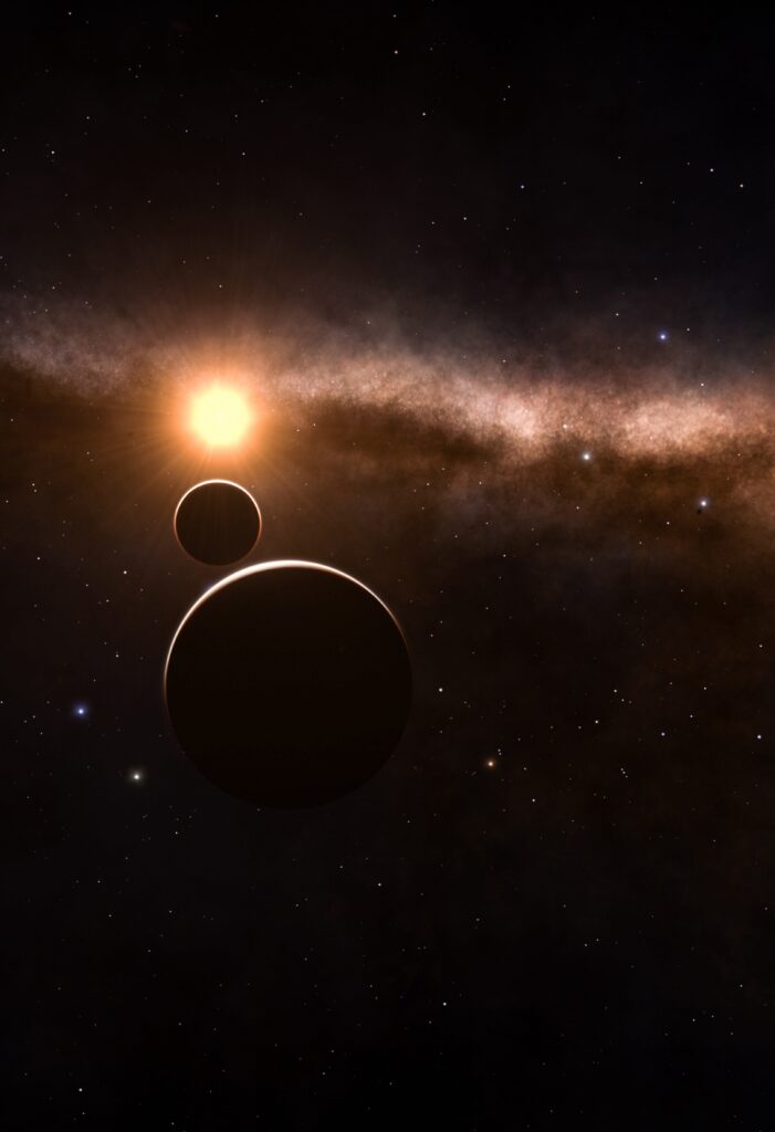 Cosmic Wallpaper: Shimmering Planets & Stars in Dark Space