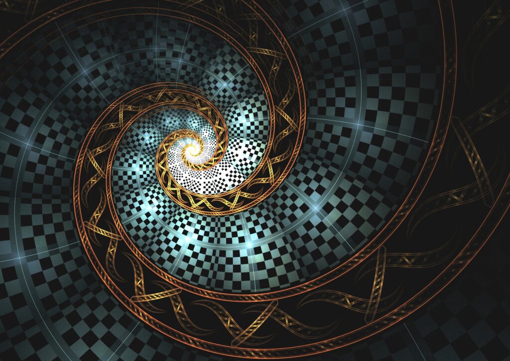 Mesmerizing Spiral Fractal Wallpaper with Glowing Abstraction