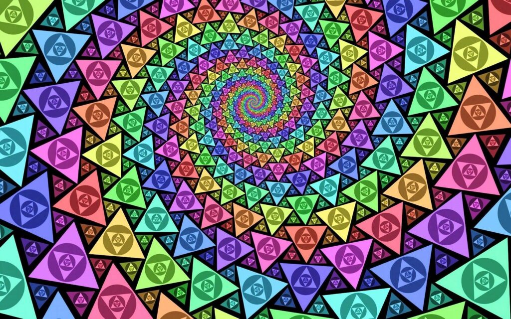 Vibrant Spiral Triangle Wallpaper - Colorful Depth & Movement Background