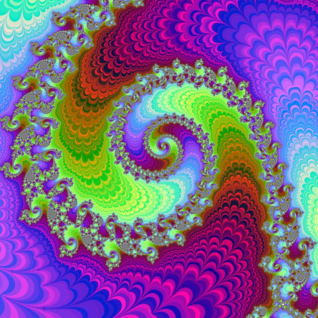 Mesmerizing Multicolored Spiral Wallpaper: Vibrant Optical Illusion Background
