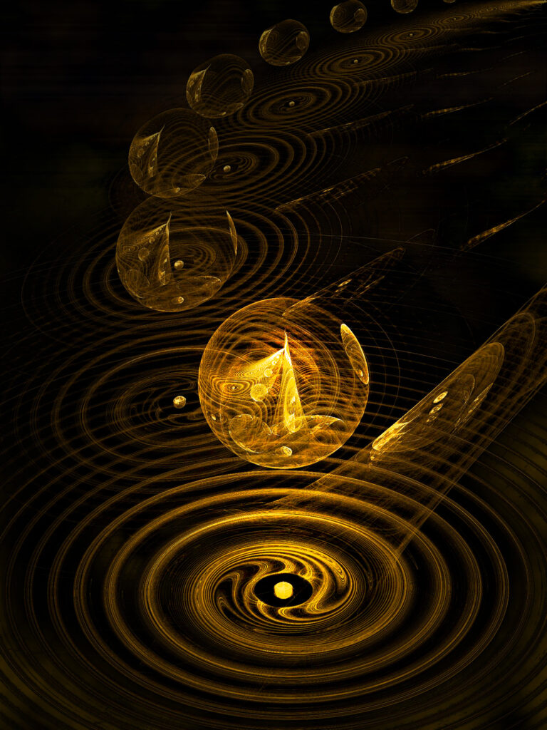 Glowing Transparent Spheres Spiral Wallpaper: Luminous Design