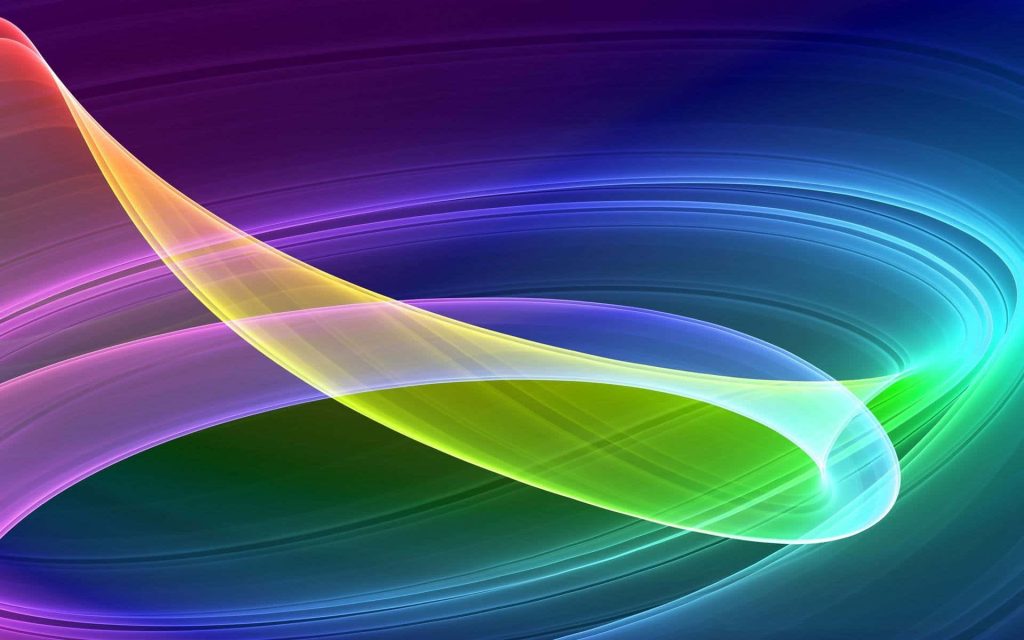 Abstract swirl wallpaper with glowing ribbons transitioning yellow to deep blue motion background