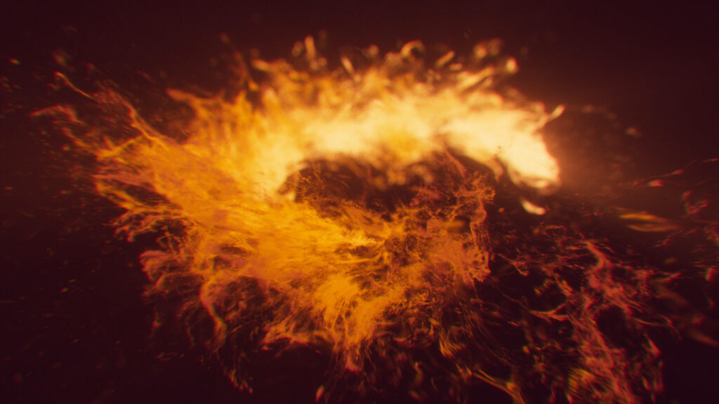 3D digital art fiery vortex with swirling orange and gold flames on dark abstract background wallpaper