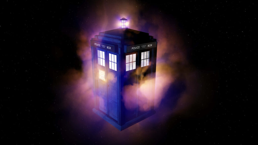 Vibrant Tardis Wallpaper: Doctor Who in Cosmic Motion