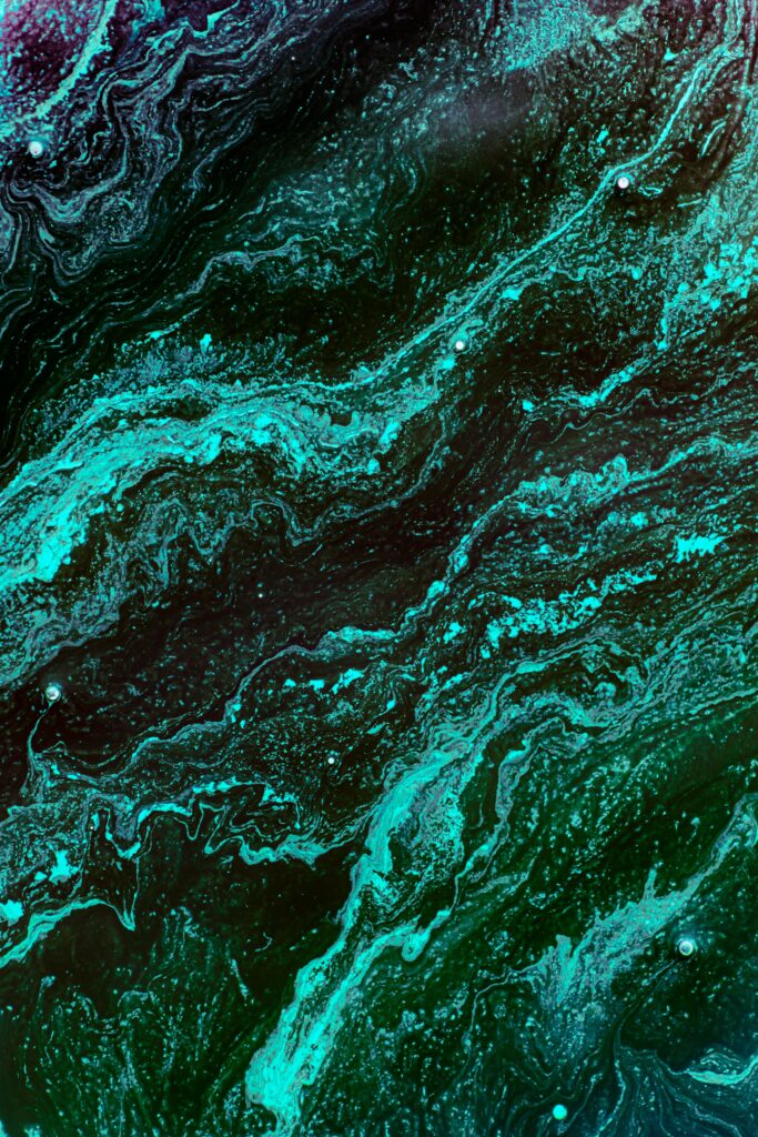 Mesmerizing Teal and Green Abstract Liquid Paint Wallpaper Background