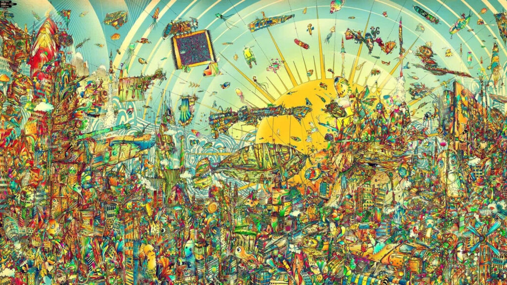 Psychedelic Wonderland: Vibrant Trippy Desktop Background in 1600 X 900 Resolution Wallpaper