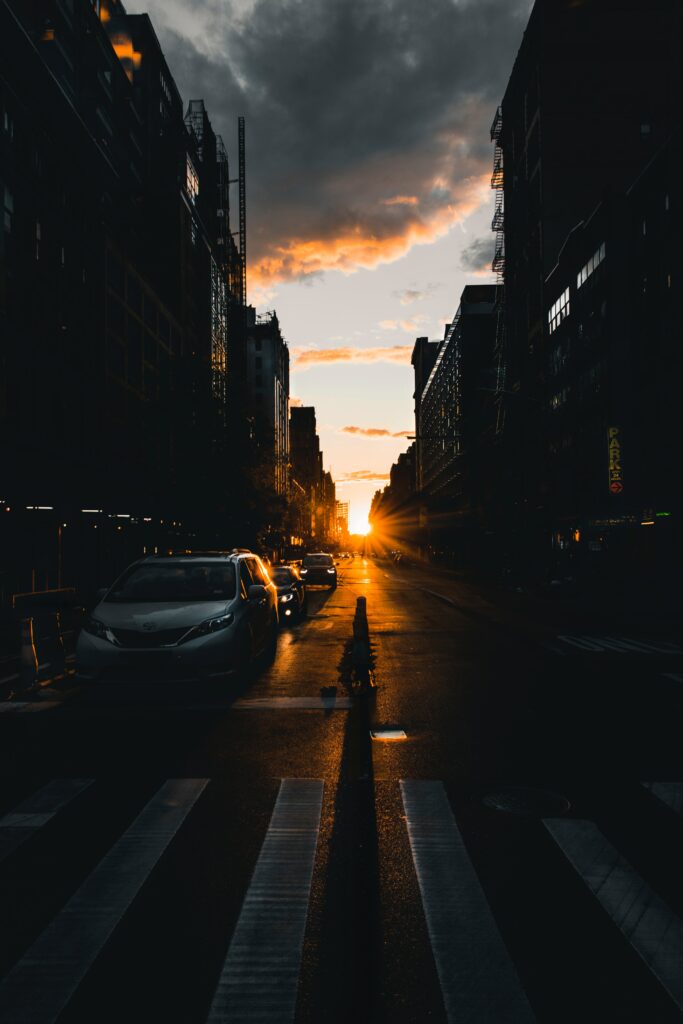 Urban Sunset Wallpaper: Stunning Cityscape with Golden Hues