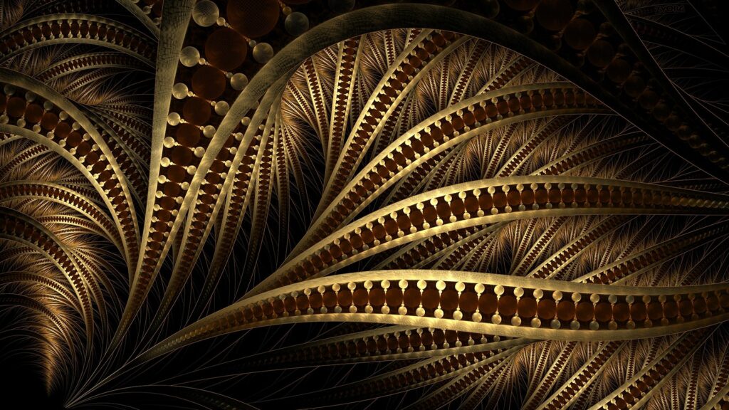 Mesmerizing Golden Wavy Lines Wallpaper - Dark Background Design