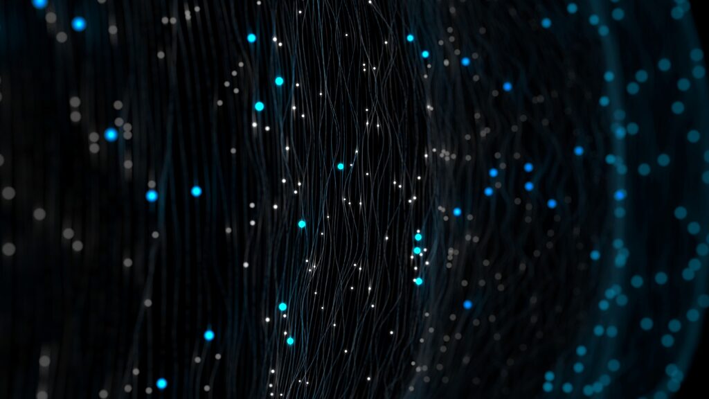 Mesmerizing Wavy Wallpaper with Glowing Bokeh on Dark Background