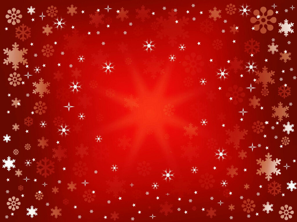 A Marvelous Display of Snowflakes on a Festive Red Christmas Scene Wallpaper