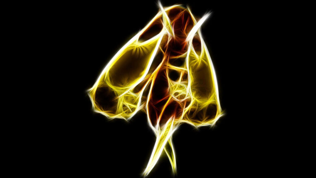 Glowing Yellow & White Fractal Wallpaper on Black Background