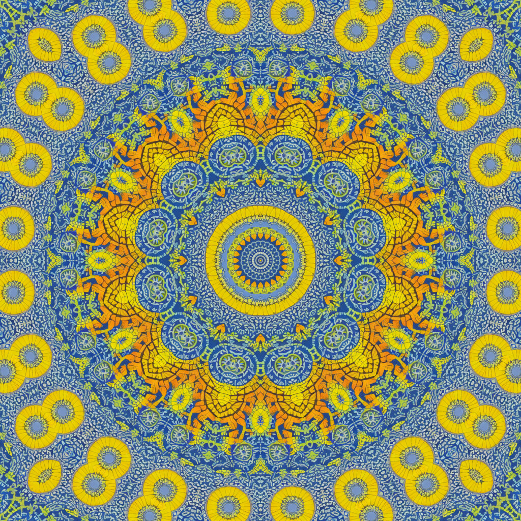 Vibrant Yellow & Blue Concentric Circles Abstract Wallpaper Background
