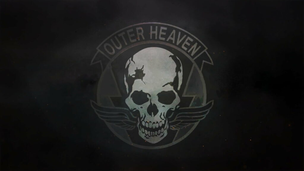 Metal Gear Solid's Outer Heaven Logo featuring a Bone-Chilling Human Skeleton on Black HD Wallpaper Background