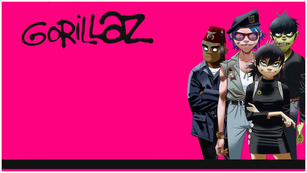 Fox Racing Rock: Gorillaz Jamming with Metal Vibes in High-Definition Wallpaper