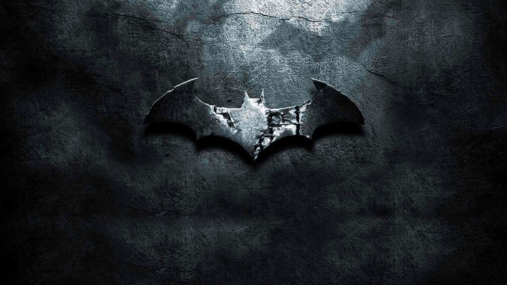 Metallic Batman Logo Wallpaper on Dark Textured Background