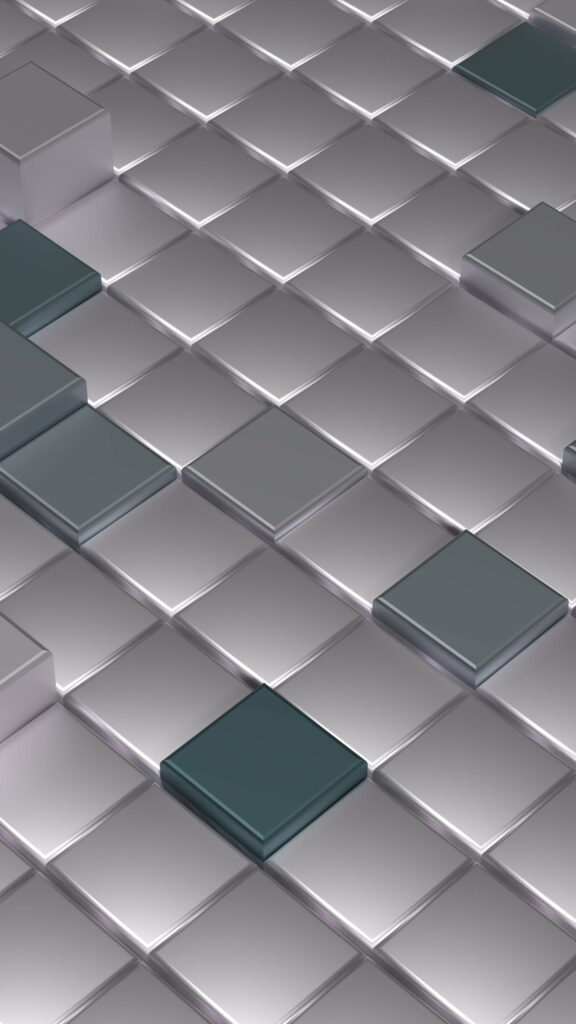 Shimmering Geometry: A Metallic Green Cubic Pattern for High-Definition Phone Wallpaper