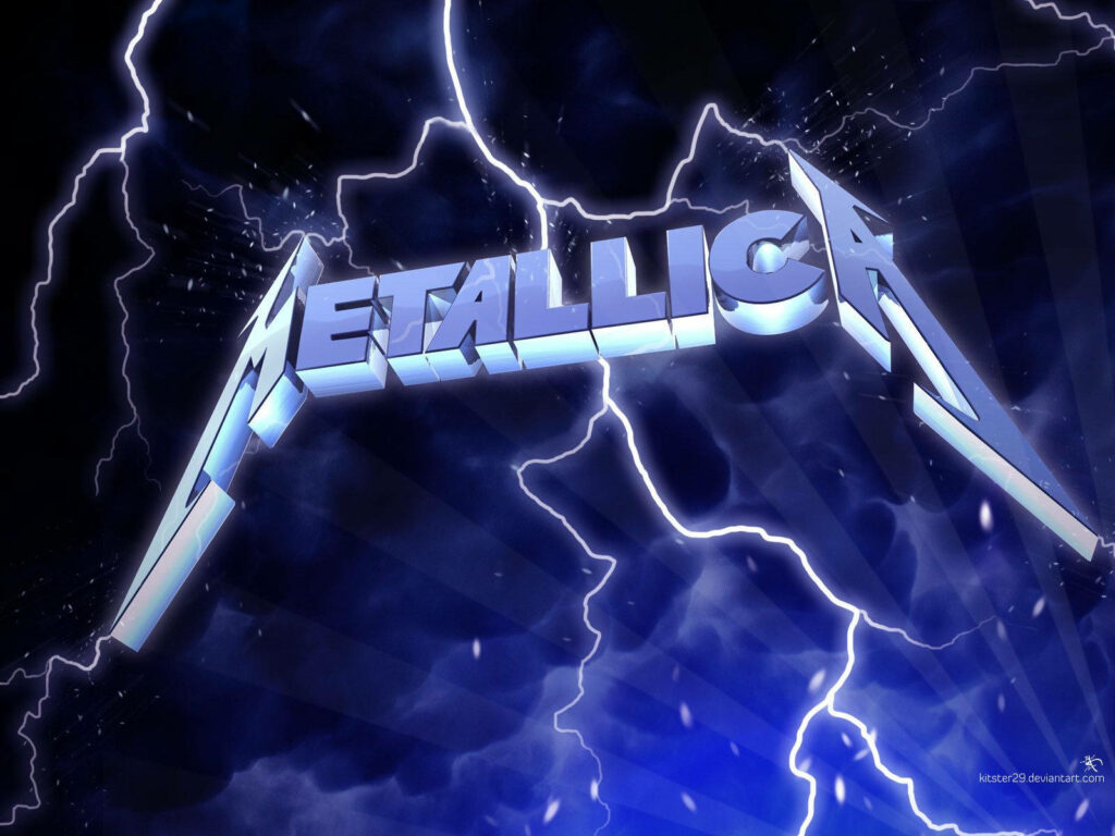 Vibrant Metallica Logo Wallpaper with Electric Blue Lightning