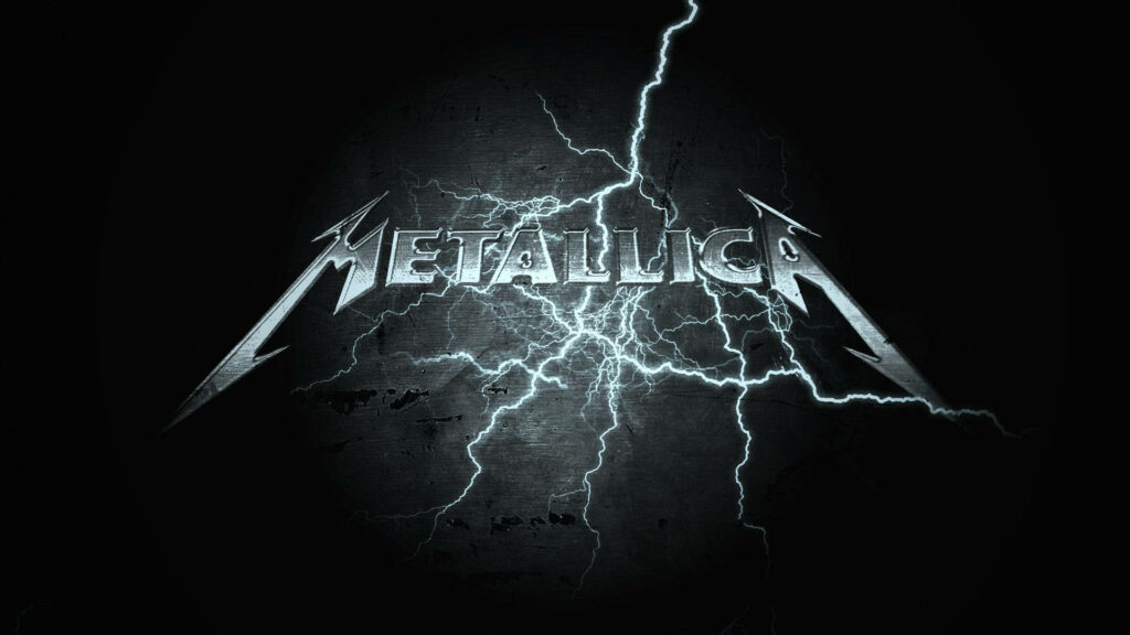 Metallica's Thunderous Emblem on Vibrant Lightning Canvas Wallpaper