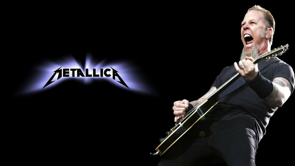 Shredding Hues: An Epic Metallica Guitarist's Melodic Journeys Wallpaper