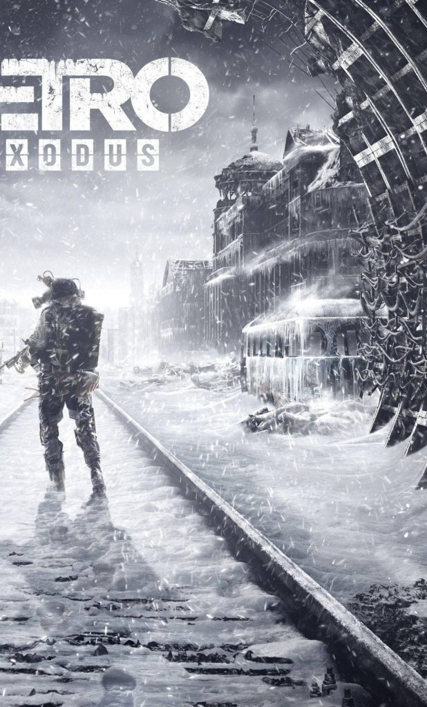 Metro Exodus wallpaper Artyom on icy tracks in frozen apocalypse snow ruins survival shooter background