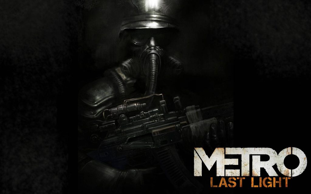 Metro Last Light wallpaper armored Ranger gas mask rifle dark post-apocalyptic background