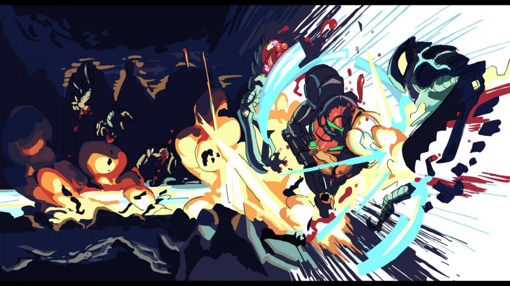 Majestic HD Wallpaper: Enchanting Anime Illustration of Metroid's Iconic Heroine, Samus