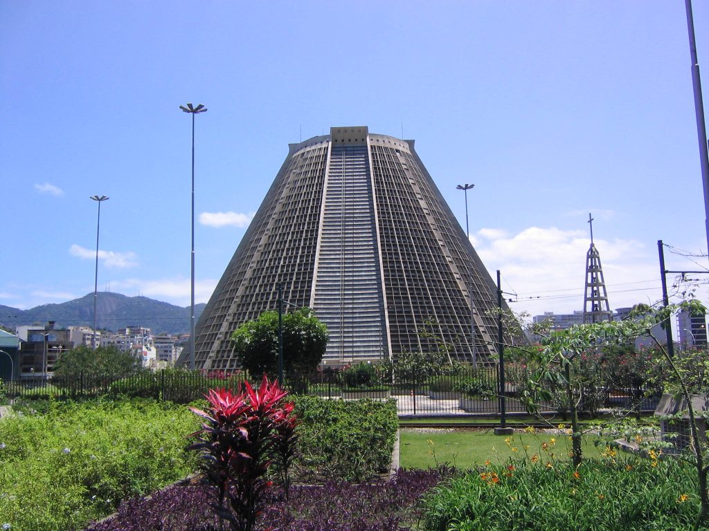 Metropolitan Cathedral of Saint Sebastian Rio de Janeiro conical architecture clear sky garden Wallpaper