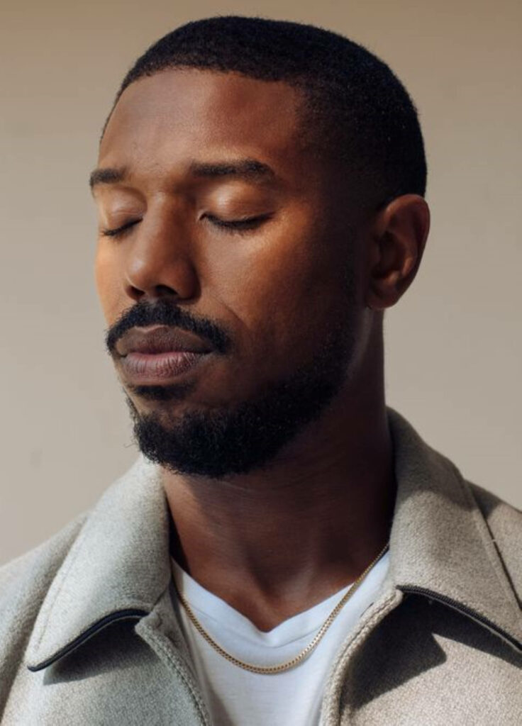 Michael B. Jordan Embracing Vulnerability in a Earth-tone Close-Up Self-Portrait Wallpaper