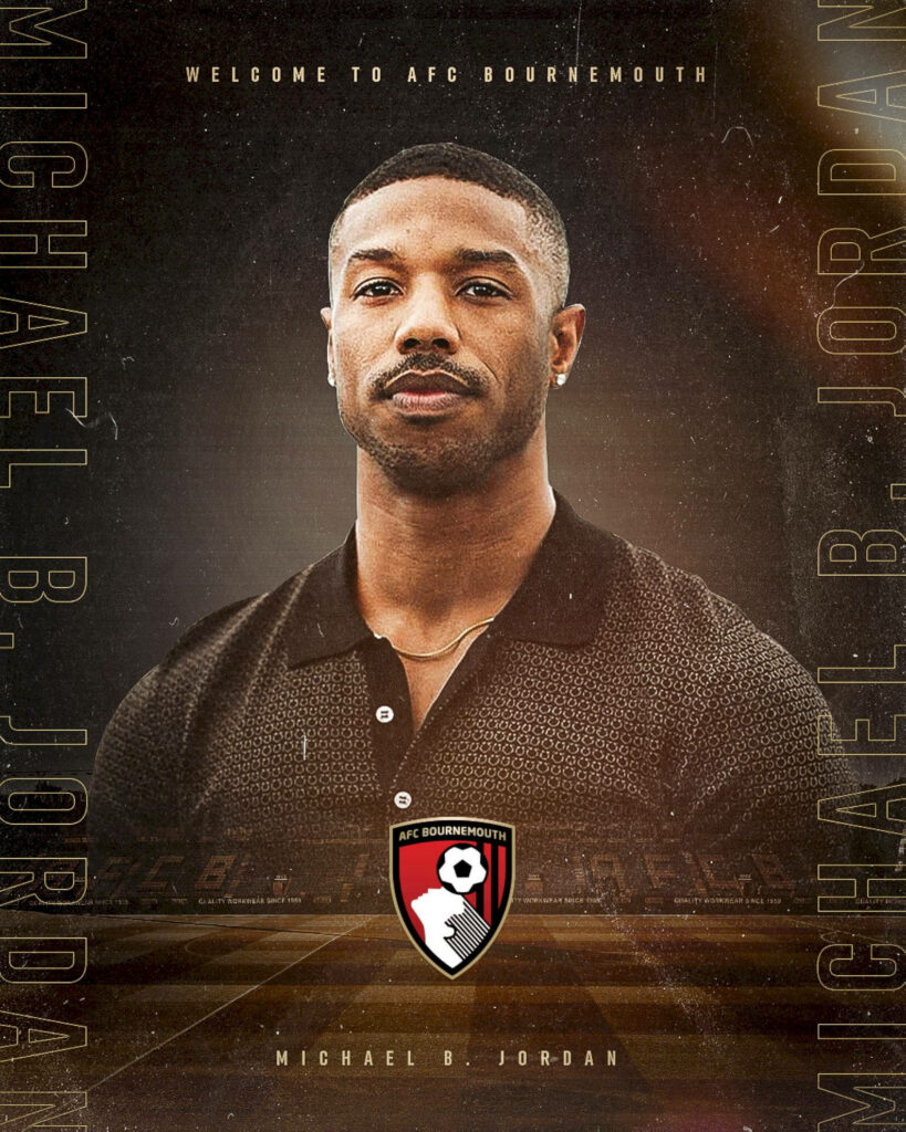 Dynamic Fusion: Michael B. Jordan Embodied with AFC Bournemouth's Emblem - Celebrating the Art of Synergy Wallpaper