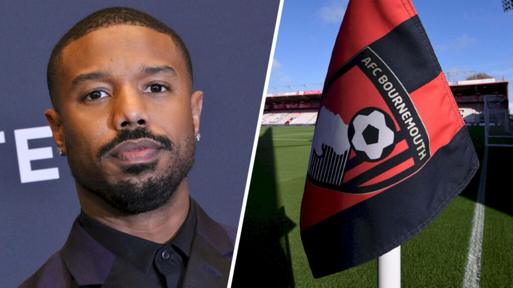Michael B. Jordan's Encounter with AFC Bournemouth Flag: A Captivating Stadium Moment Wallpaper
