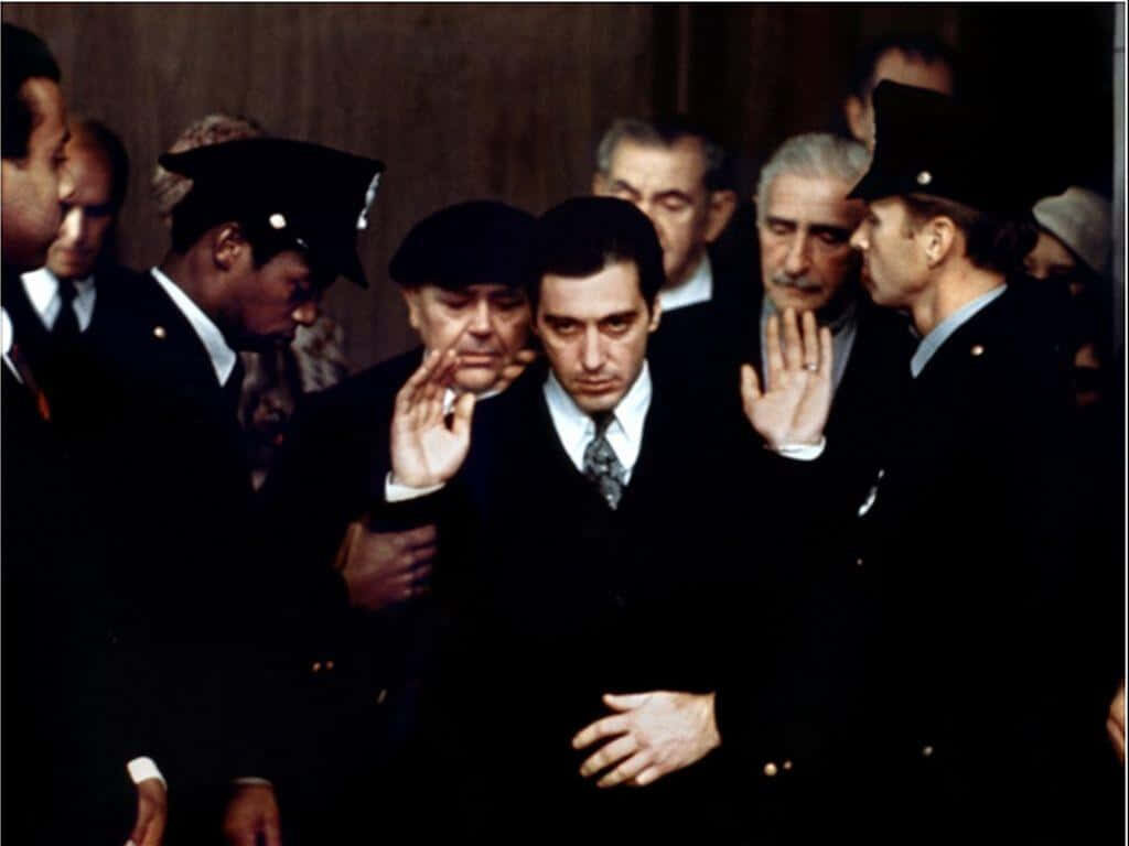 Michael Corleone: Intense Police Standoff - Dramatic Wallpaper