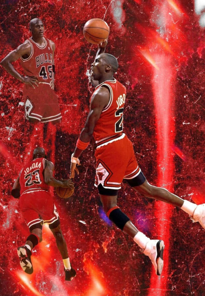Airborne Brilliance: Michael Jordan's Unforgettable NBA Layup Wallpaper