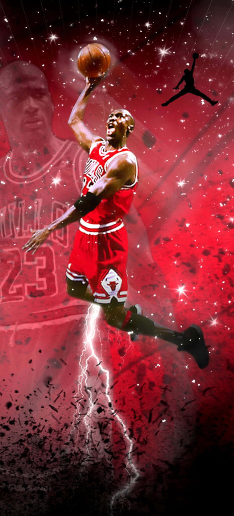 Michael Jordan Cool Lighting Red iPhone Background Wallpaper