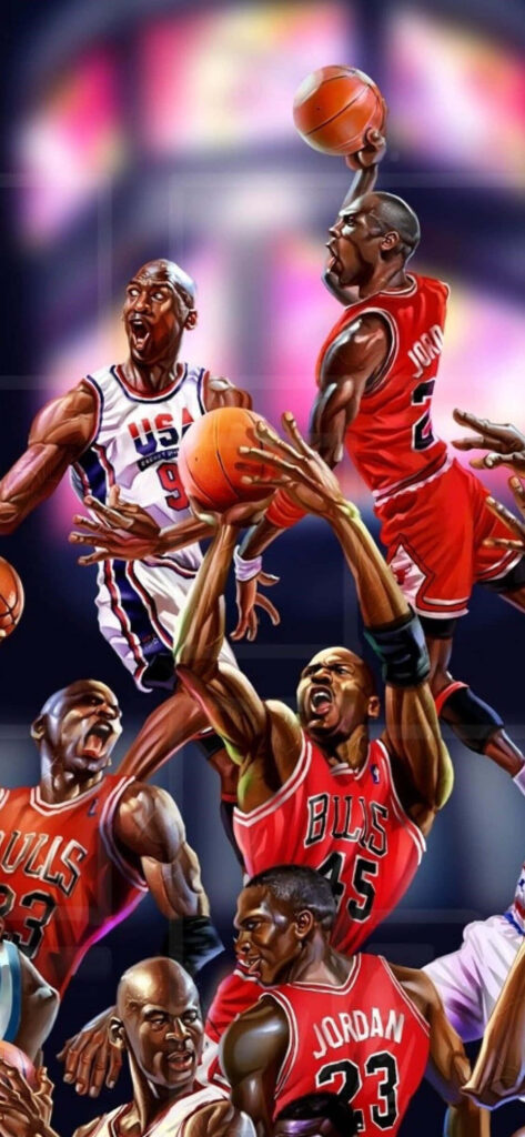 Michael Jordan Captivates with Iconic Basketball Pose on iPhone Wallpaper