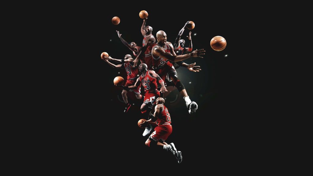 Michael Jordan Chicago Bulls 23 dynamic wallpaper basketball collage intense game action