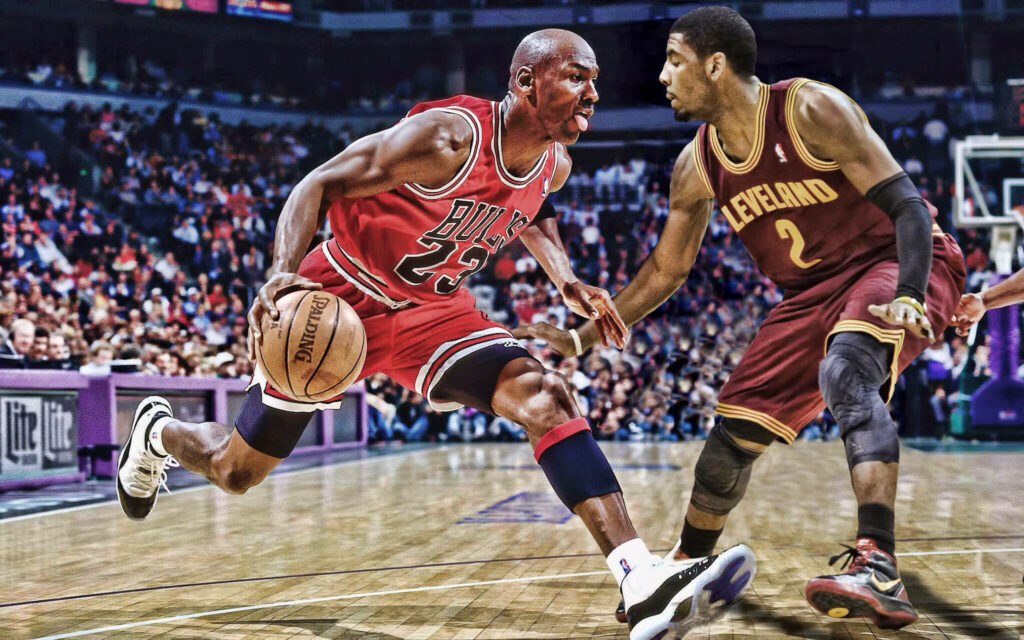 Dominating the Rims: Michael Jordan and the Winds of Victory Wallpaper
