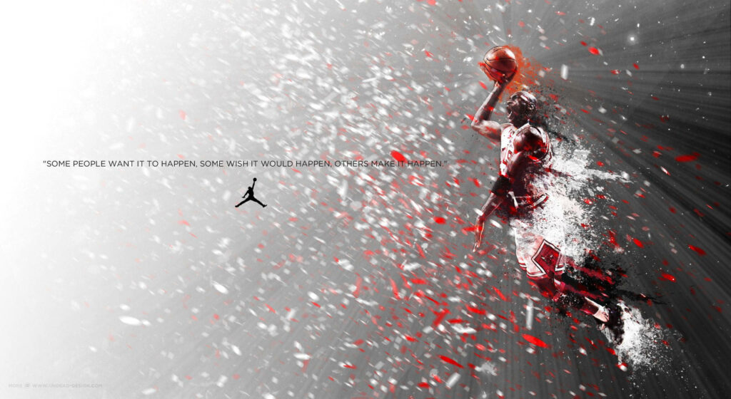 Michael Jordan vanishing in a Burst of Red with a Shower of Confetti Wallpaper