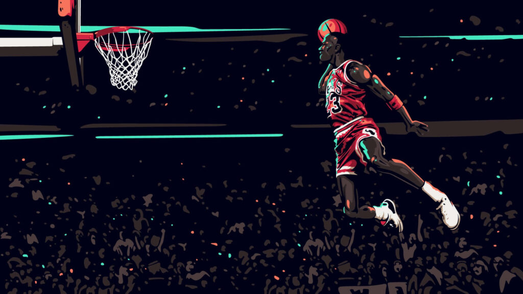 Dunking Legends: The Captivating Michael Jordan Portrait Wallpaper