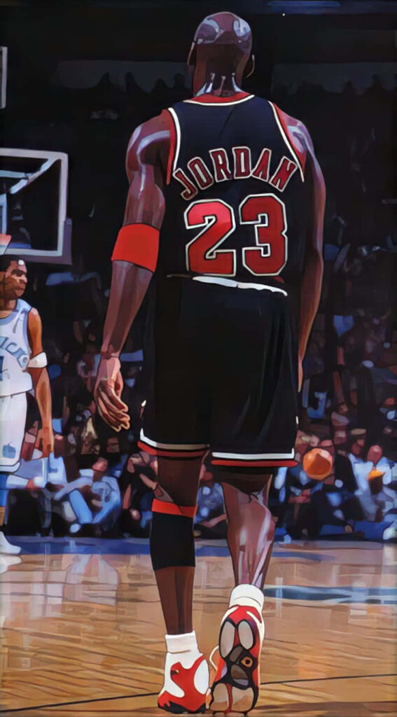 Michael Jordan: The Legendary Baller Dominating the Court with Herculean Strength Wallpaper