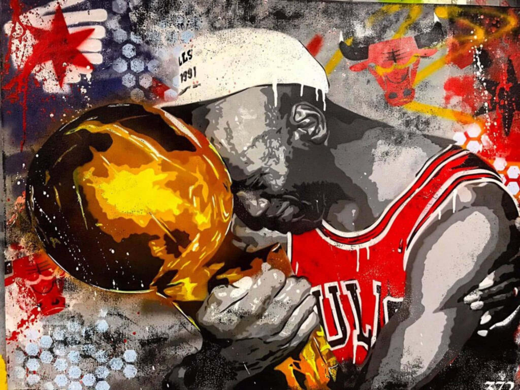 Legendary Basketball Icon Michael Jordan Soars to Glory in Chicago Bulls Jersey Wallpaper
